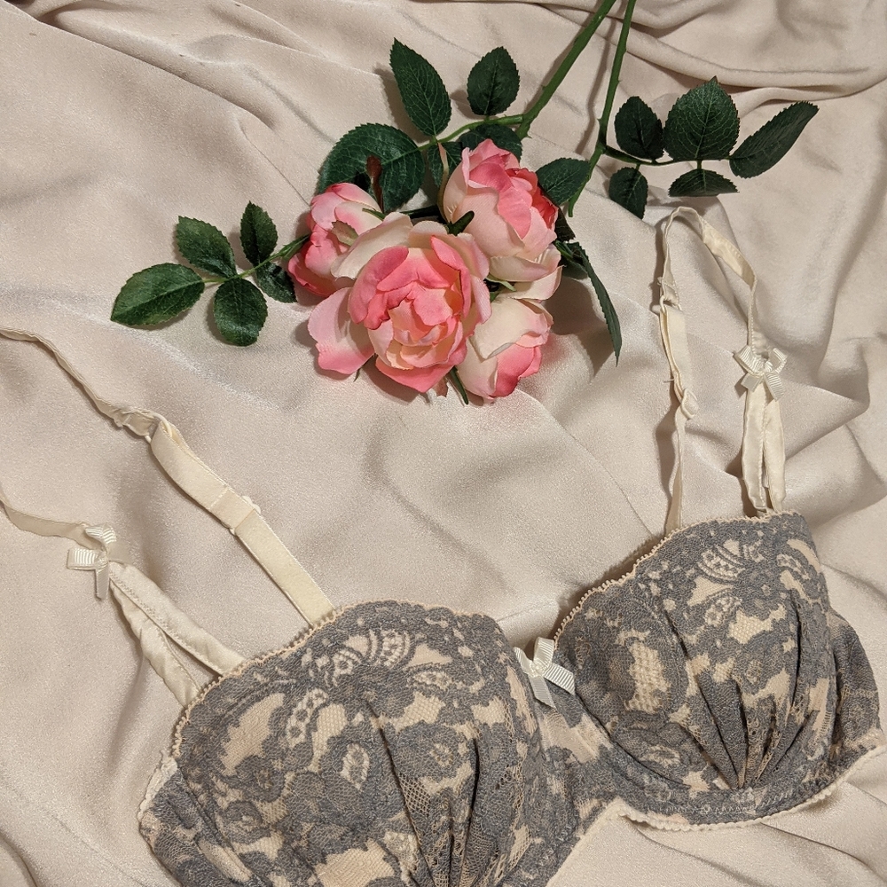 32C Mimi Holiday grey lace and silk bra - Picture 2 of 2
